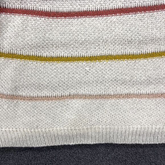 Fate Sweater Womens Large White Yellow Striped Knit Pullover soft crew neck - Picture 15 of 15